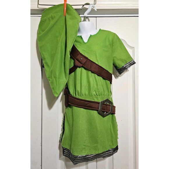 The Legend Of Zelda Link Kids Costume 7-8 Hat Belt Tunic Ears Halloween Boys - Picture 1 of 5